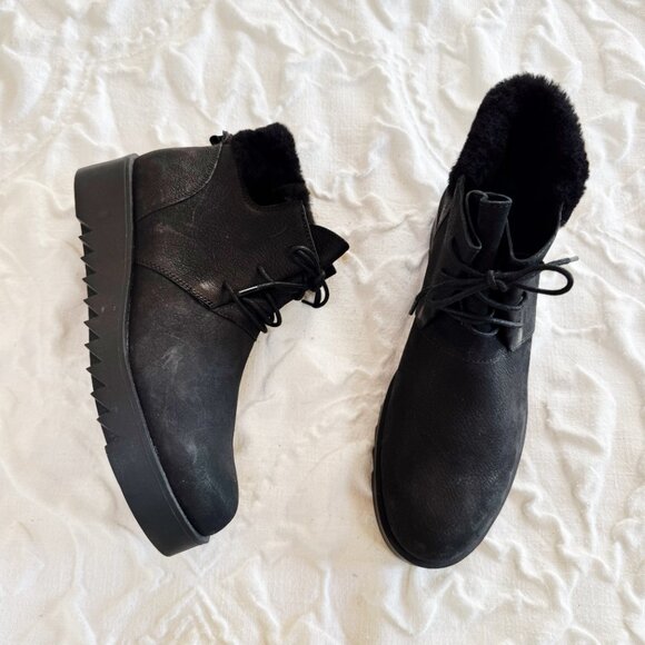 Eileen Fisher Kenille Genuine Shearling Trim Wedge Bootie Size 11 New - Picture 4 of 8